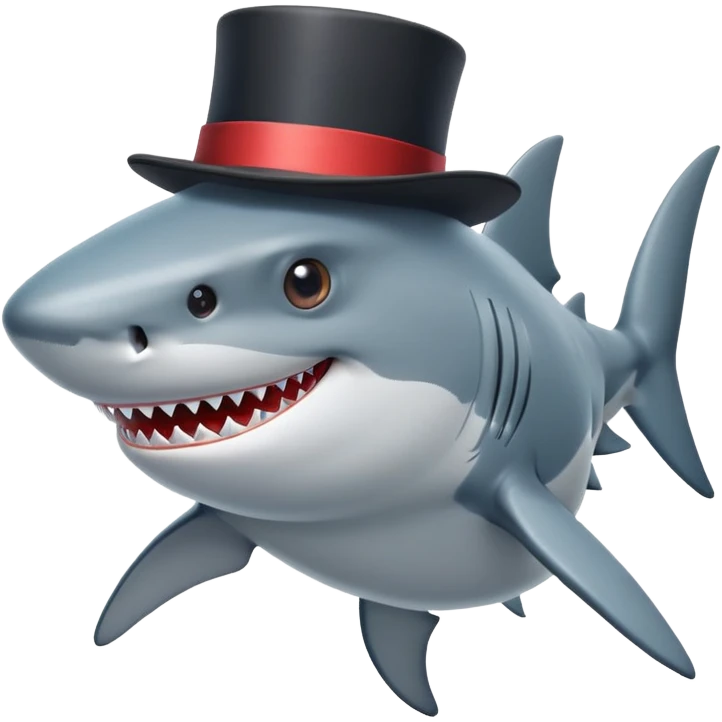 Shark with a top hat emoji