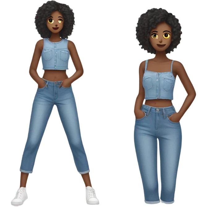 Denim shorts and crop top emoji