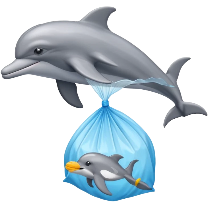 dolphin with plastic waste bag emoji
