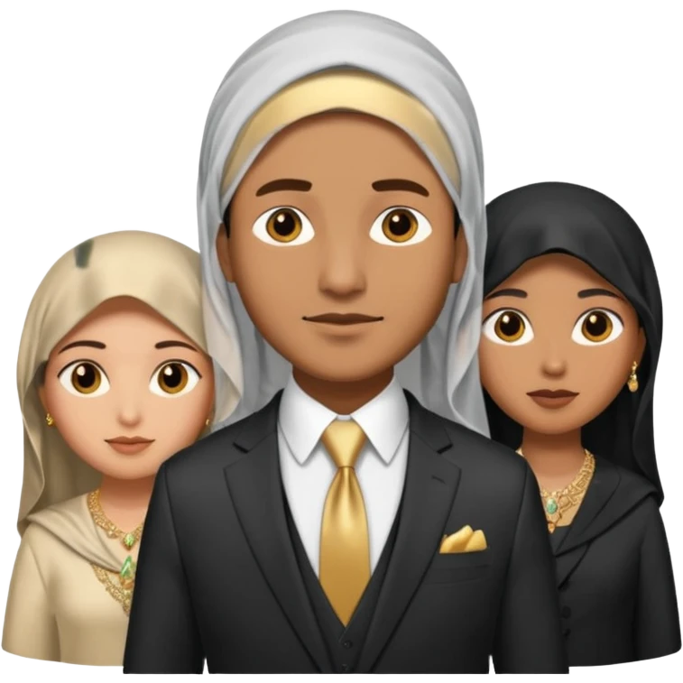polygynie 1 man 3 veiled women emoji