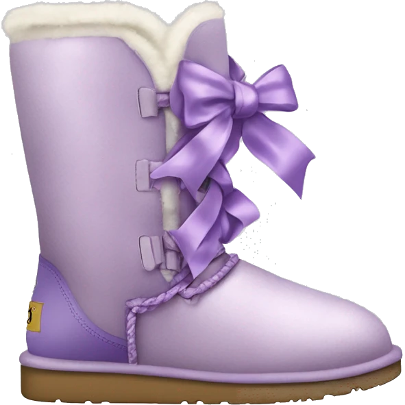 Realistic light purple ugg boots with fur and laced up light purple ribbons tied into bows. emoji
