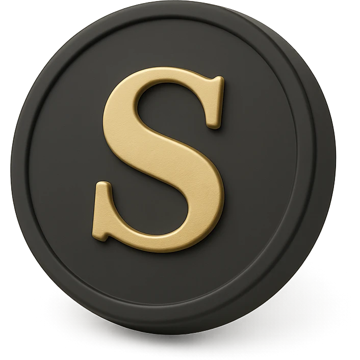 realistic 3D coin with the letter S emoji