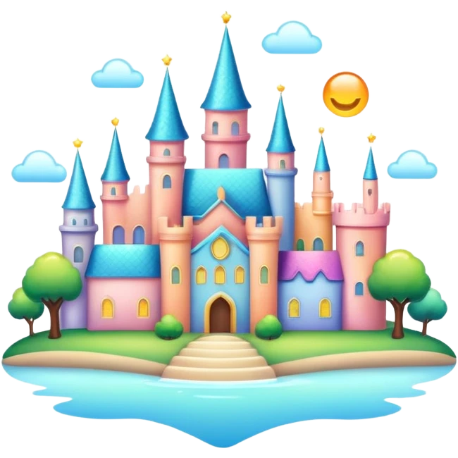 Magical colorful shiny glossy pastel city  emoji