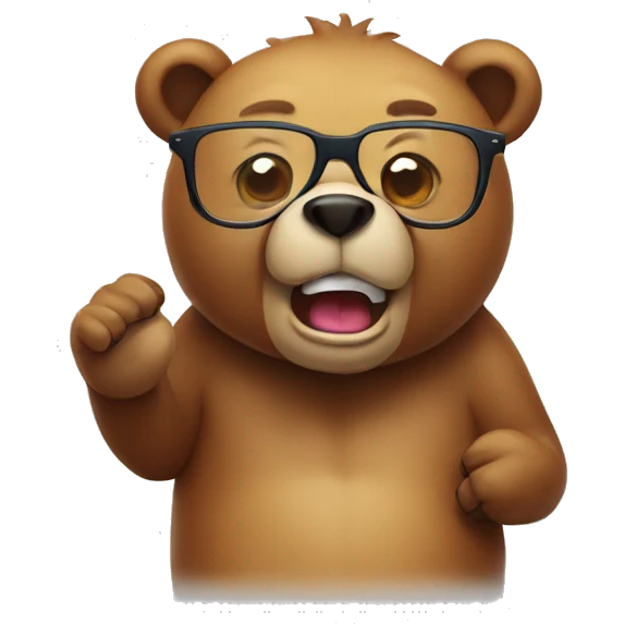 Bear with glasses farting emoji