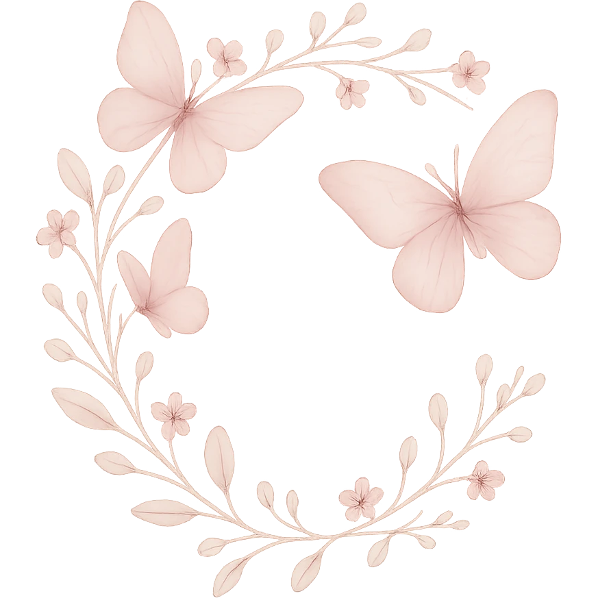 pink butterfly hair vine, soft and dreamy emoji