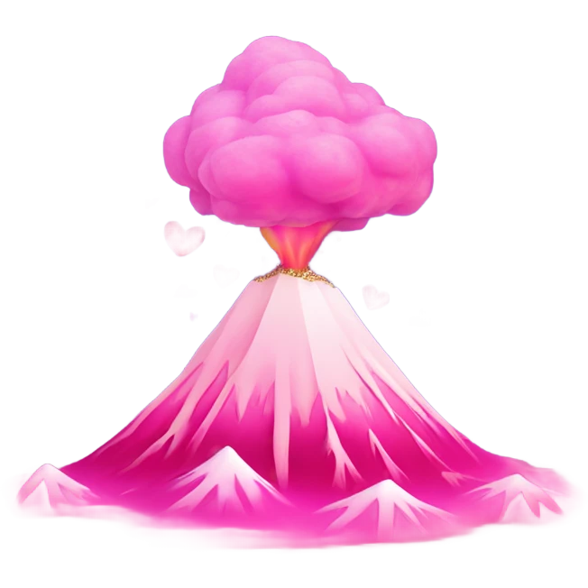 Pink ombre erupting volcano with hearts and glitter  emoji