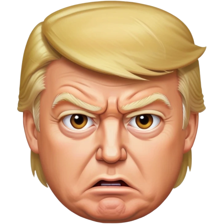 Donald Trump with an angry facial expression emoji