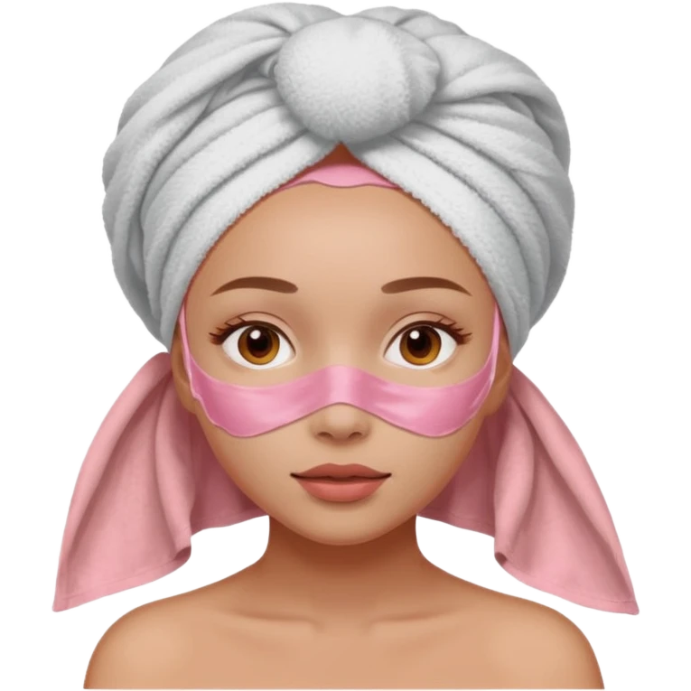 Girl with pink clay mask and a towel on her head emoji
