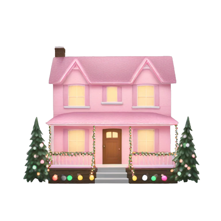 Light pink House with Christmas lights  emoji