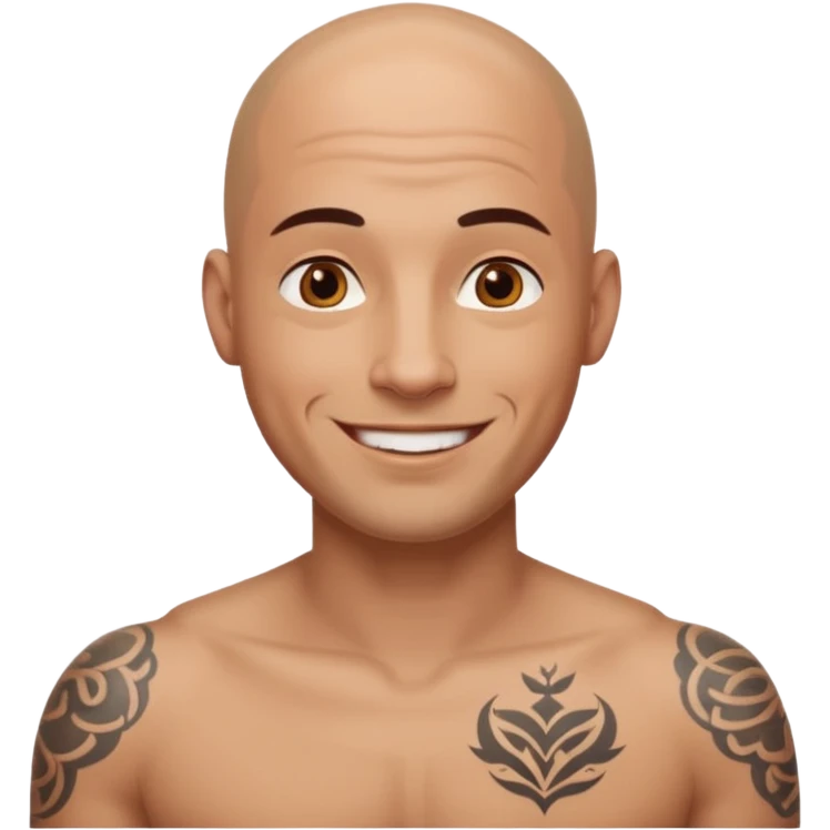 bald handsome men  with tattoo emoji