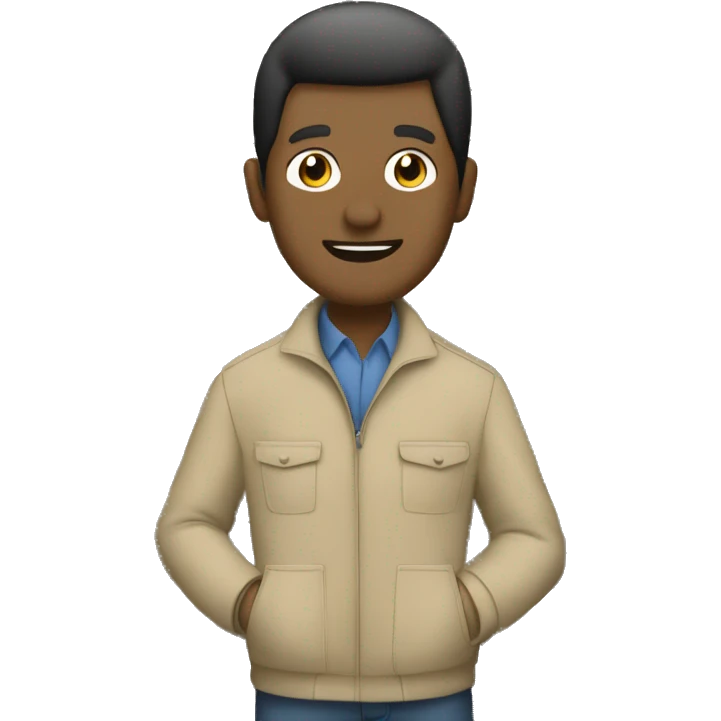 gardener beige jacket trees stone wall emoji
