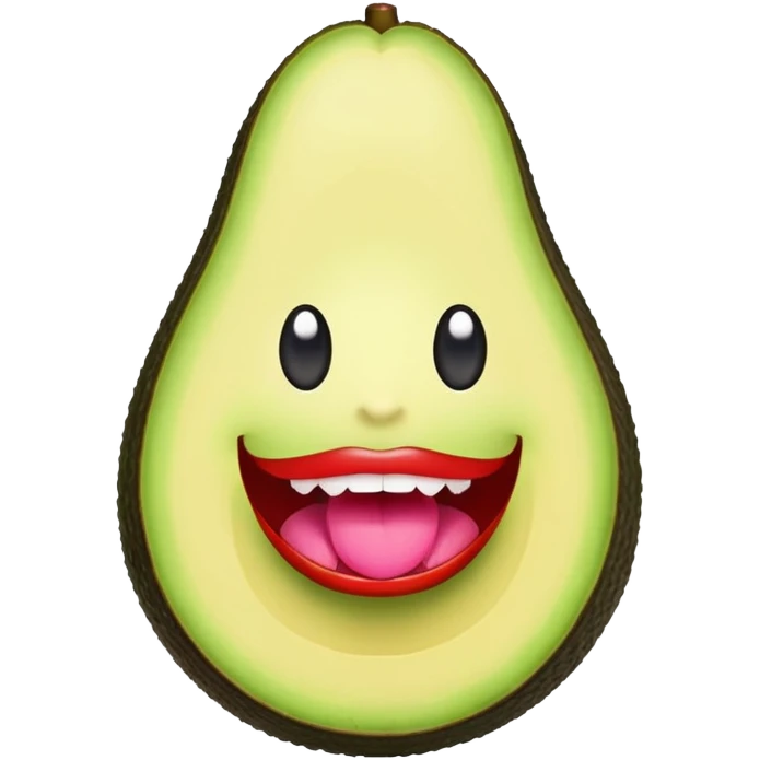 Aguacate con una boca roja y grande con uñas largas color rosa  emoji