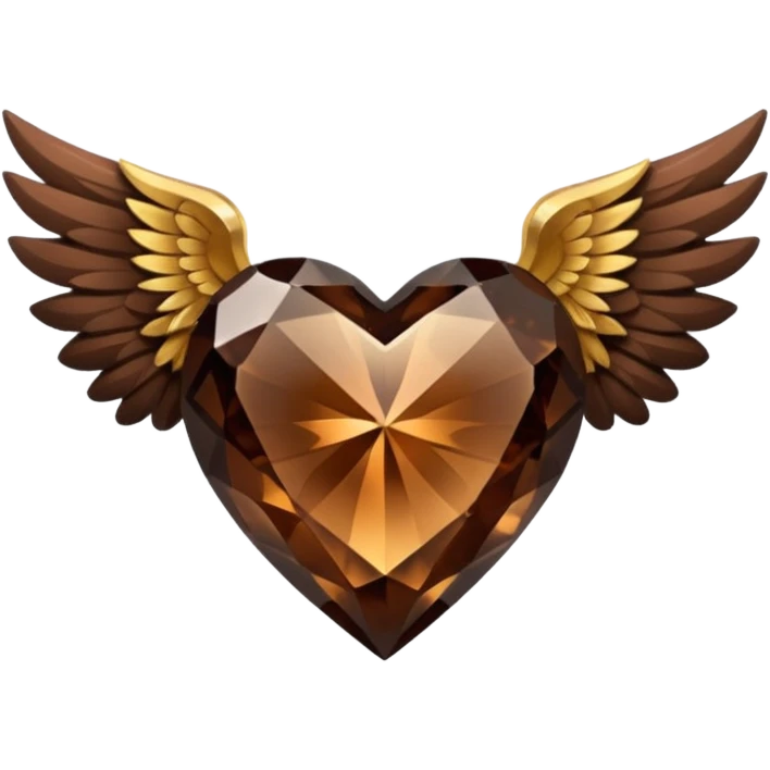 Dark brown crystal heart with wings emoji