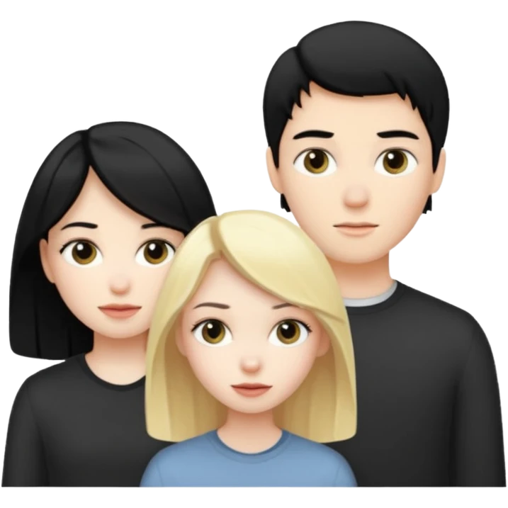A black hair girl a blonde girl and a blonde boy emoji