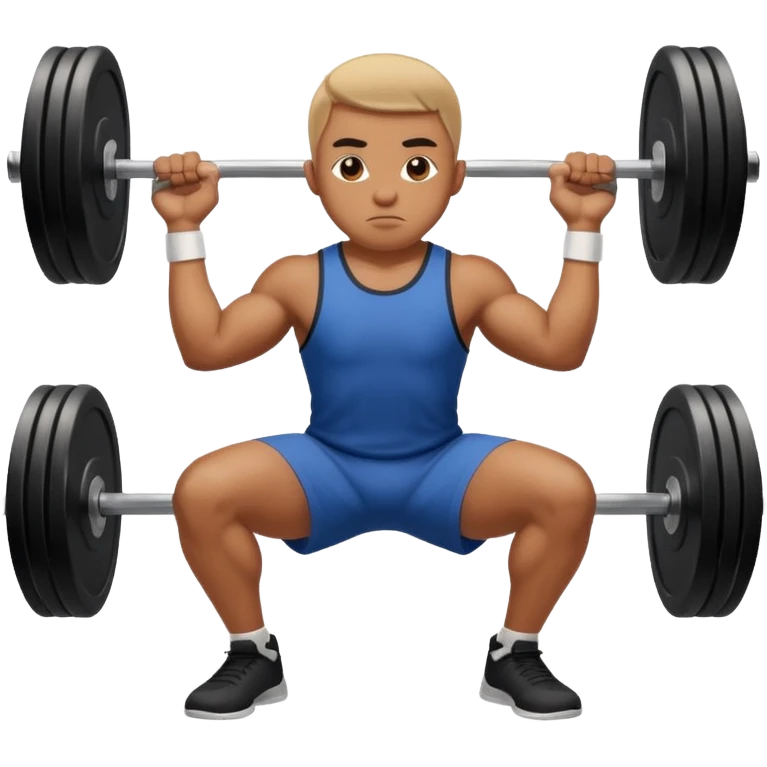 basketball player doing squat with a barbell with weight emoji