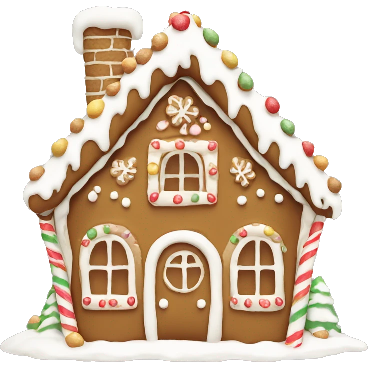 Gingerbread house cute simple beige and white emoji