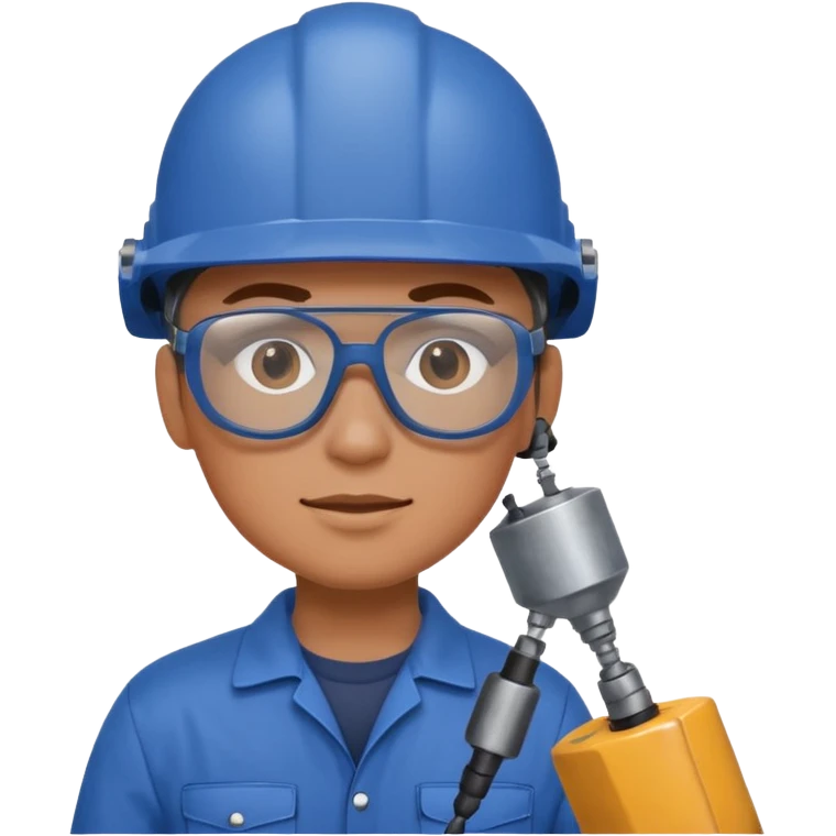 emoji of a human operator who's drilling a panel. cartoon style emoji