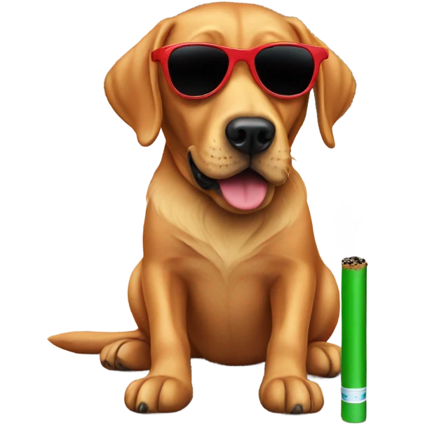 Red Labrador with sunglasses and a cigarette emoji