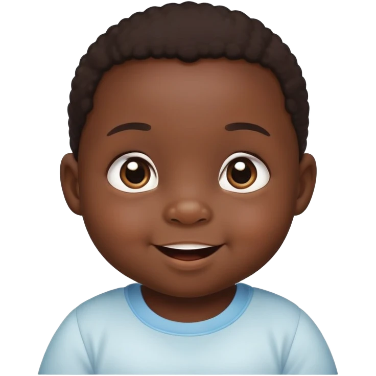Adorable black baby with chubby cheeks, bright happy smiling eyes, looking intelligent and curious emoji
