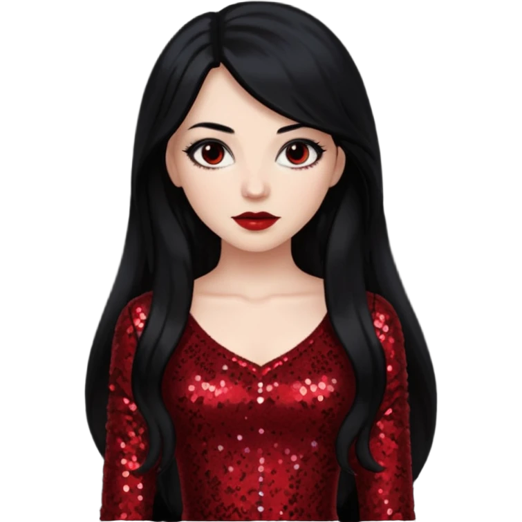 Anna Valerious from Van Helsing with long black hair, dark red sequin outfit emoji