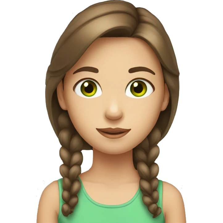 12 year old girl, brown hair, green eyes emoji