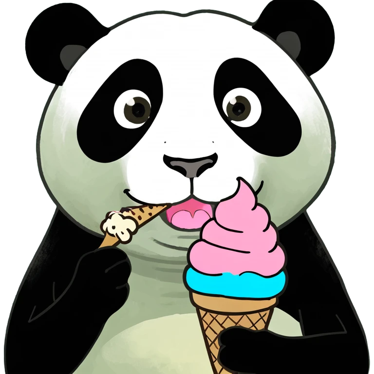 Panda eating ice cream emoji
