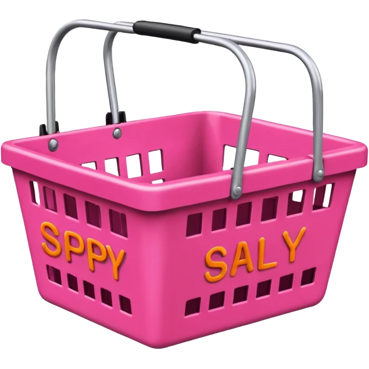 "SSPB Sally stage play beauty" written on a pink and orange shopping basket emoji