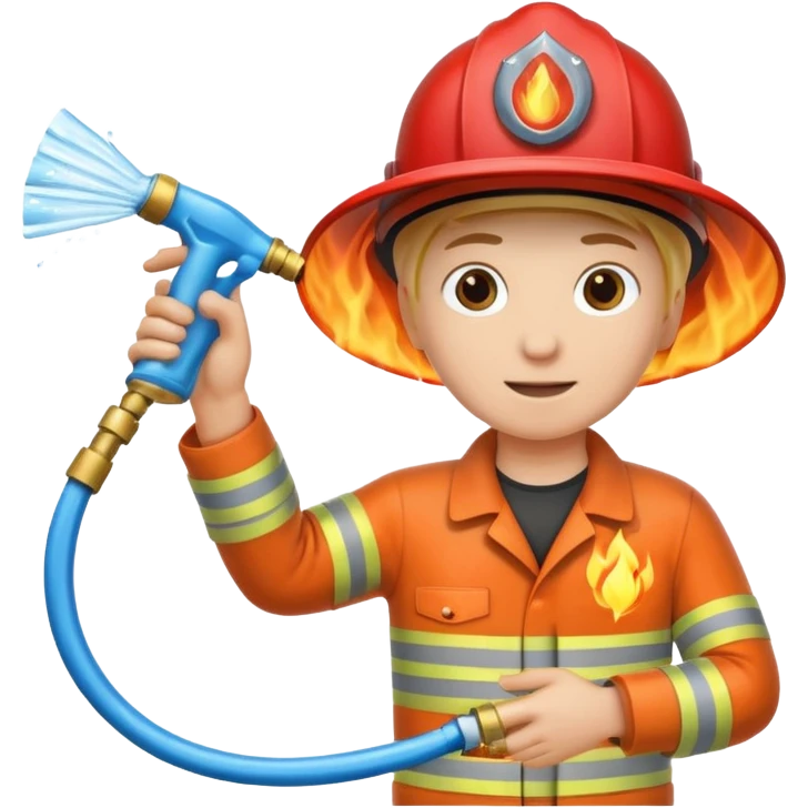 A hand holding a water hose and extinguishing the fire emoji