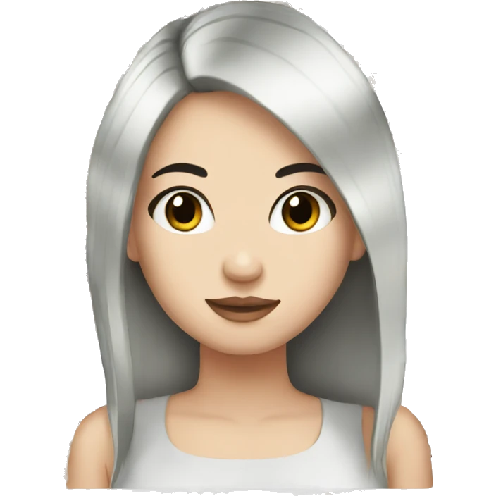 White girl with lashes and straight black hair emoji