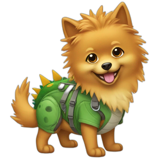 spitz with dinosaur outfit emoji