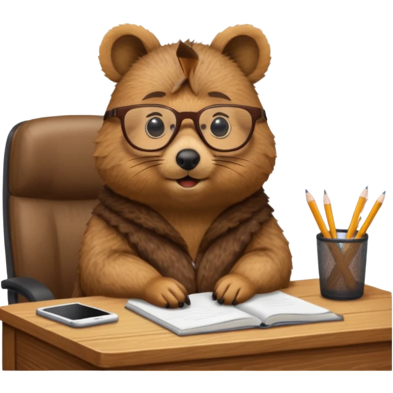 work with desktop quokka wearing glasses emoji