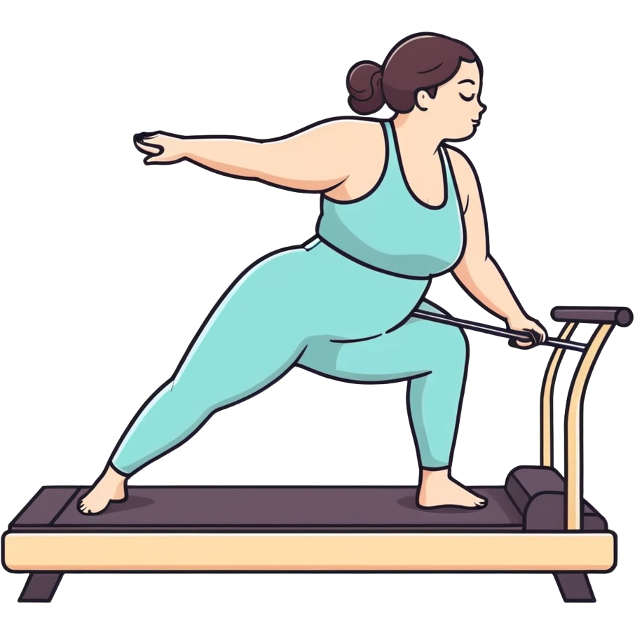 Curvy girl on a reformer Pilates emoji