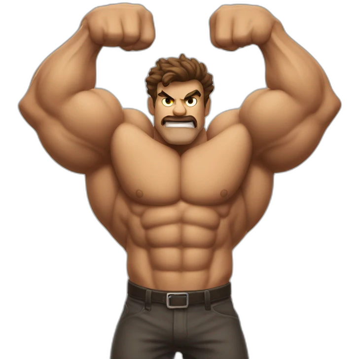 musclé-au-cheveux-bruns-double-biceps-tête-démon emoji