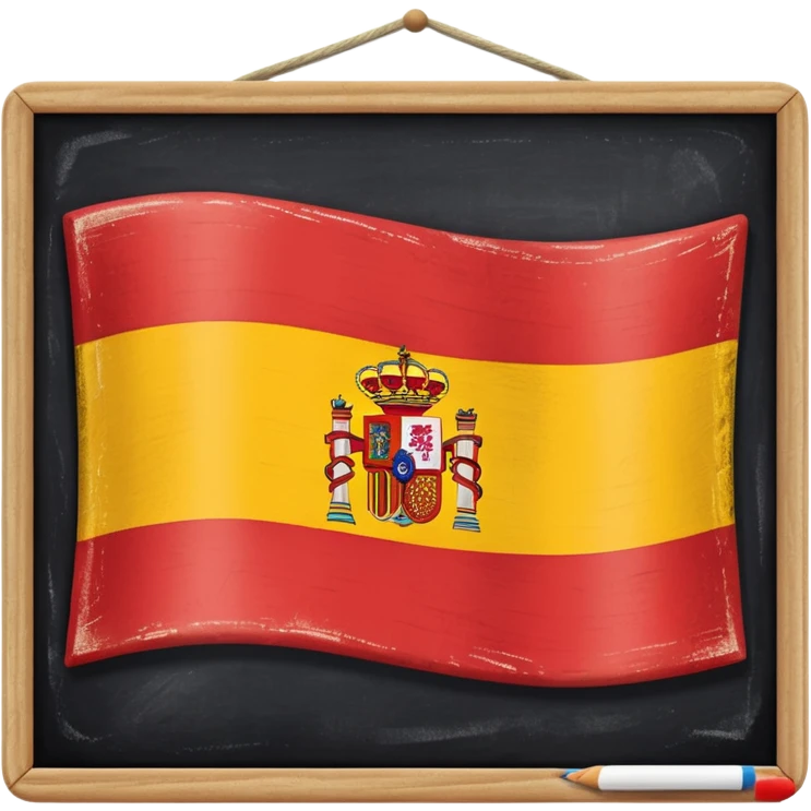 chalkboard with the flag of Spain emoji