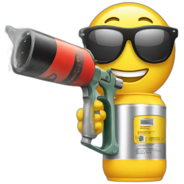 smile with sunglasses holding a spraycan emoji