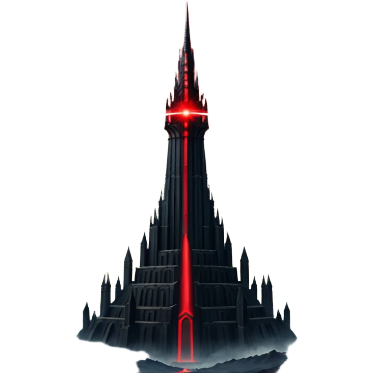 Barad Dúr from Lord of the Rings, Dark, giant Tower, with red laser beams shooting into the sky emoji