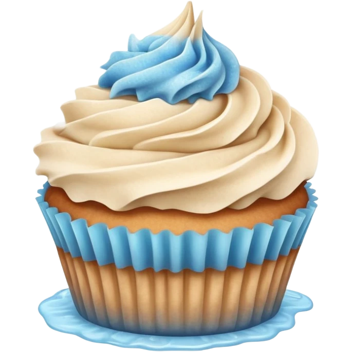 Vanilla cupcake with cinnamon and blue jelly frosting dusted with cinnamon emoji