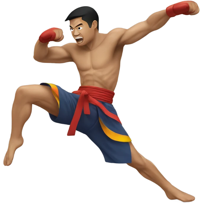 thai fighter throwing a flying knee emoji