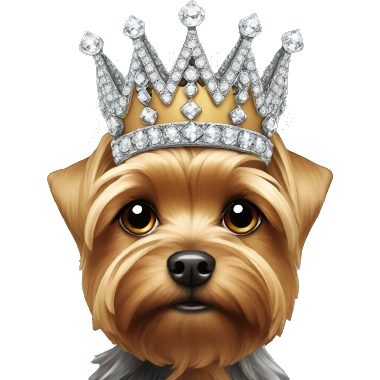 Yorkie's head in a crown of diamonds emoji