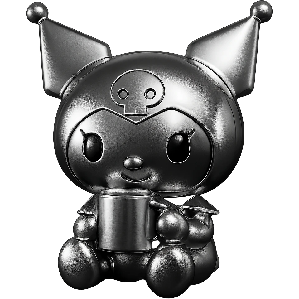 Kuromi character drinking coffee emoji