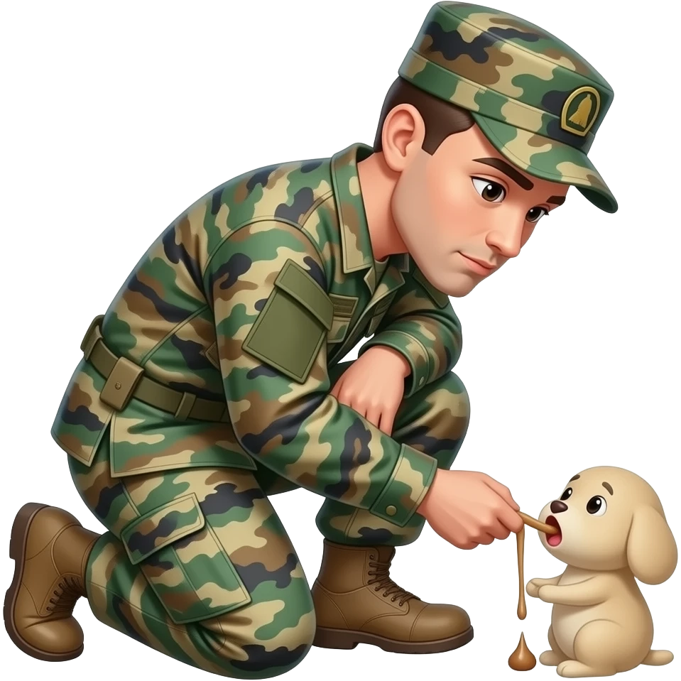 Marine in camo squatting and pooping in the woods emoji