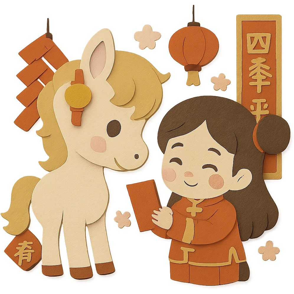 Change the characters on the vertical spring couplet to '四季平安', keep all other details the same emoji