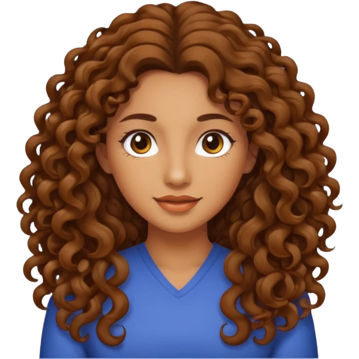 Mujer piel canela y pelo rizado largo  emoji