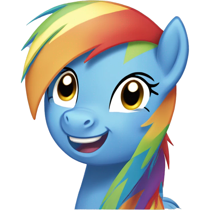 The pony Rainbow Dash looking to the side smiling emoji