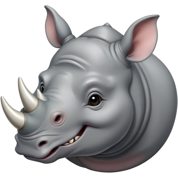 cute cartoon rhinoceros with large horn emoji