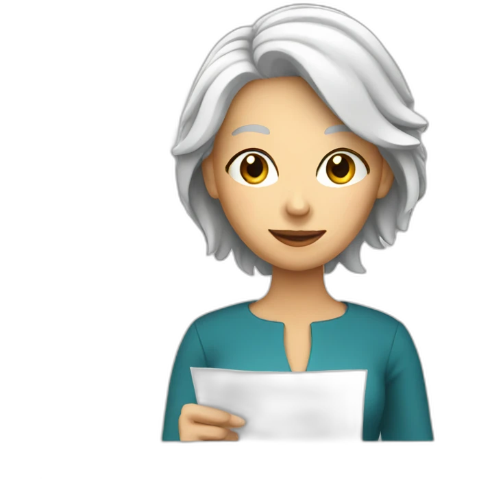 women with white hair filling paperwork emoji