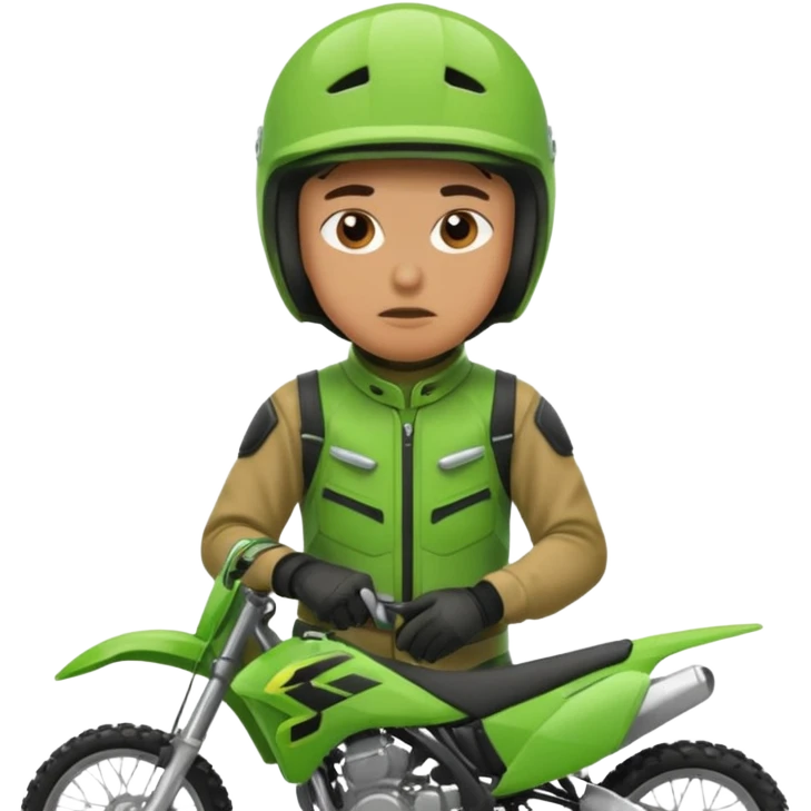 confused dirtbike rider in green gear emoji
