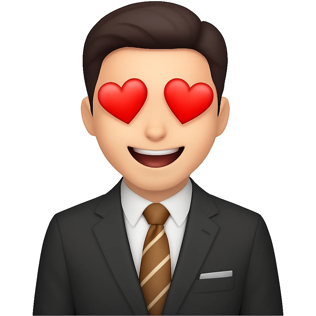 Change the facial expression to in love with heart eyes, keeping the same style as the reference image. emoji