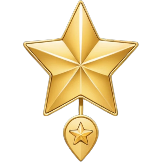 gold map pin with star, luxury feel, premium location, apple style emoji emoji