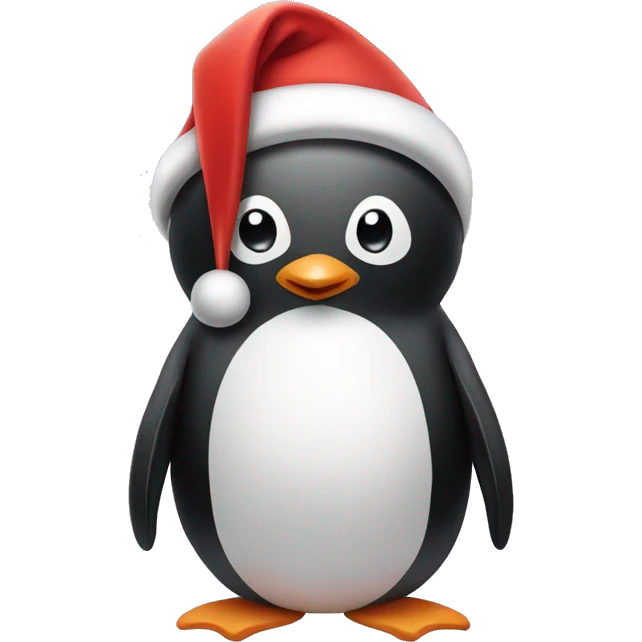 Penguin with santa hat emoji